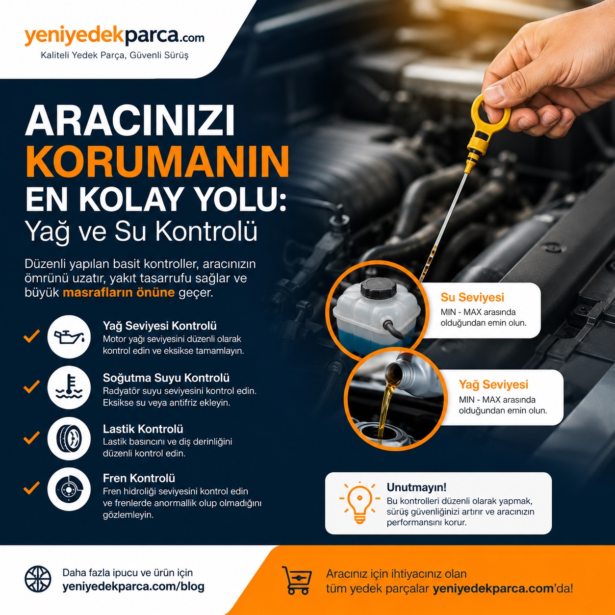 Araç Yağ ve Su Kontrolü Nasıl Yapılır? Sürücülerin Bilmesi Gereken Temel Araç Kontrolleri