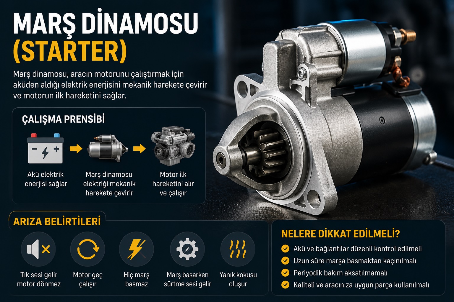 Marş Dinamosu (Starter) Nedir? Arızası Nasıl Anlaşılır?